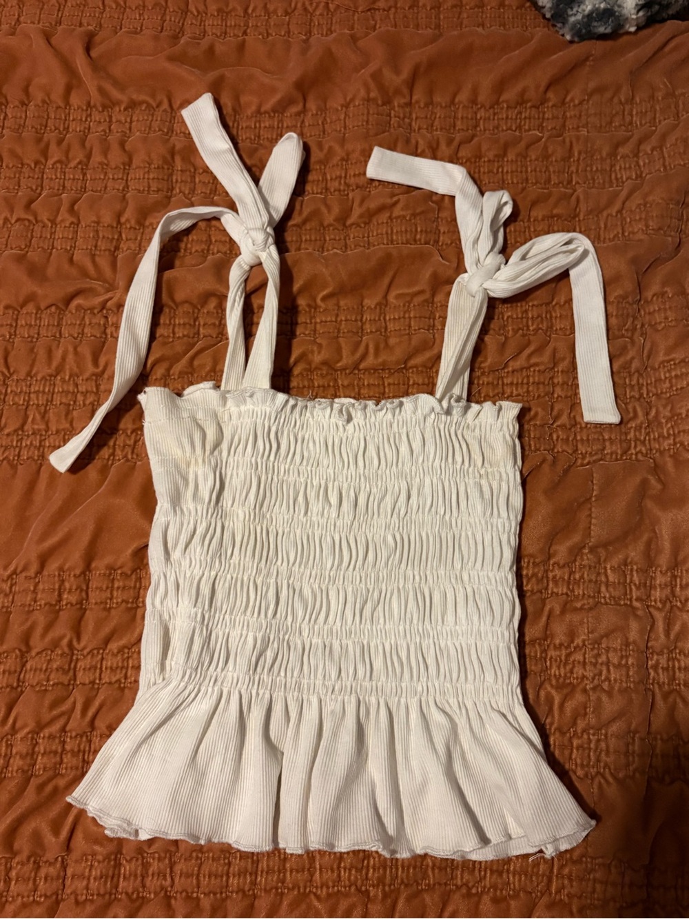 Altar'd State White Smocked Tie-Strap Cami